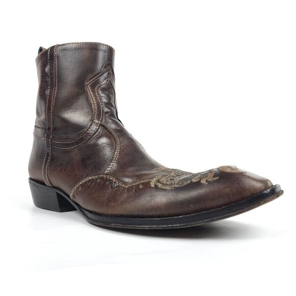 Mark Nason LIMITED EDITION Rock Lives Dragon Embroidered Brown Leather Boots 10 - Picture 7 of 13